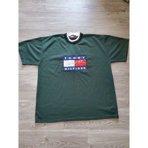 Tommy Hilfiger vintage signature logo shirt Men's XL  emerald Green